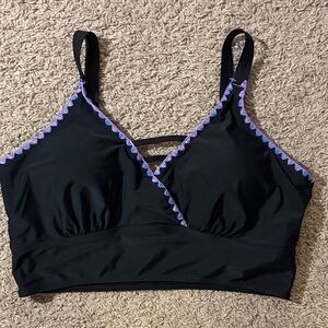 Stylish Black and Purple Women's Bikini Top